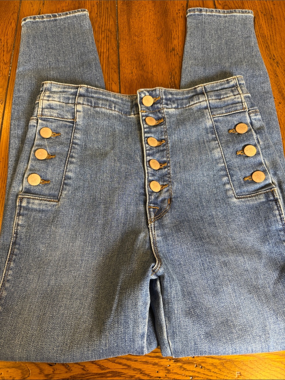 J Brand Natasha Sky-High Crop Skinny Jeans Blue Size 26 Buttons